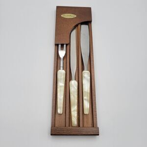 1960's TOWN & COUNTRY Carving Set  Mother of Pearl Fleetwood Set of 3 vintage
